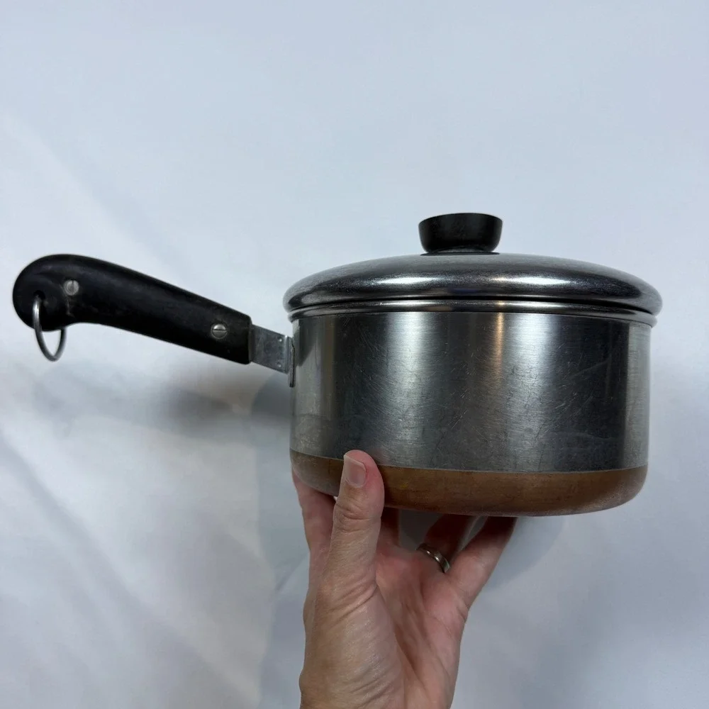 Vintage Revere Ware Copper Bottom 2 Qt Saucepan Pot w/ Lid 7.25